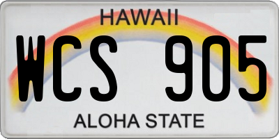 HI license plate WCS905