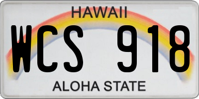 HI license plate WCS918