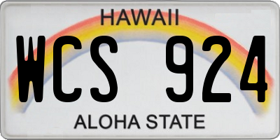 HI license plate WCS924