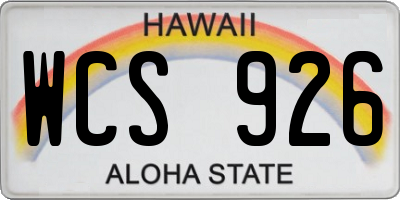 HI license plate WCS926