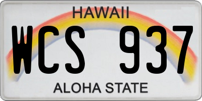 HI license plate WCS937