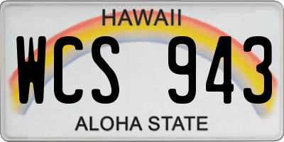 HI license plate WCS943