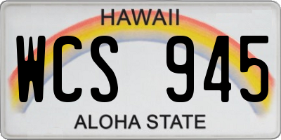 HI license plate WCS945