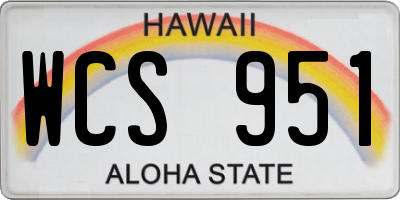 HI license plate WCS951