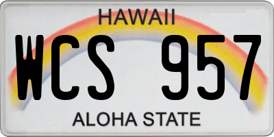 HI license plate WCS957