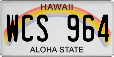 HI license plate WCS964