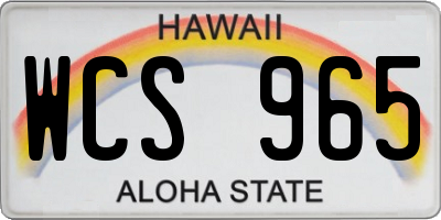 HI license plate WCS965