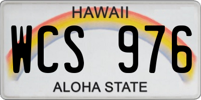 HI license plate WCS976