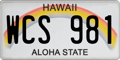 HI license plate WCS981