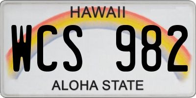HI license plate WCS982