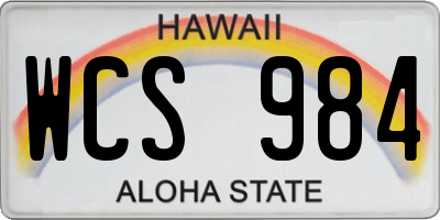 HI license plate WCS984