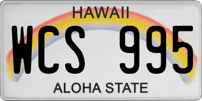 HI license plate WCS995