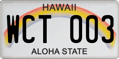 HI license plate WCT003