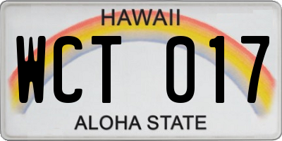 HI license plate WCT017