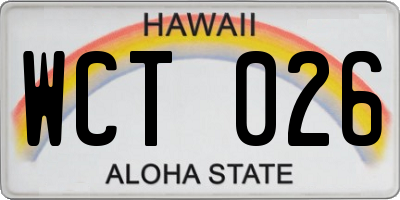 HI license plate WCT026