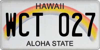 HI license plate WCT027