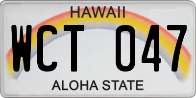 HI license plate WCT047
