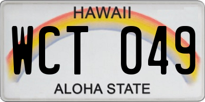HI license plate WCT049