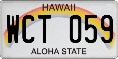 HI license plate WCT059