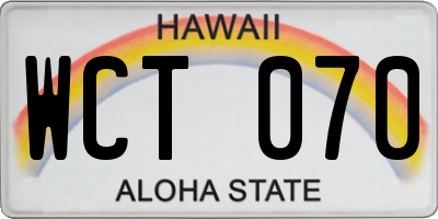HI license plate WCT070