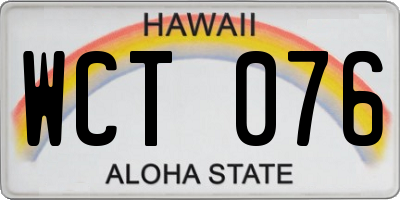 HI license plate WCT076