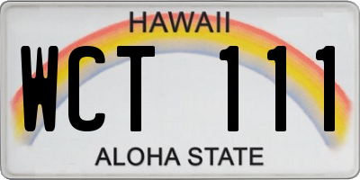HI license plate WCT111