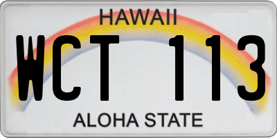 HI license plate WCT113