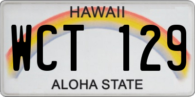 HI license plate WCT129