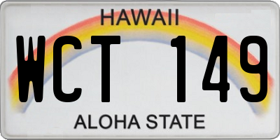 HI license plate WCT149