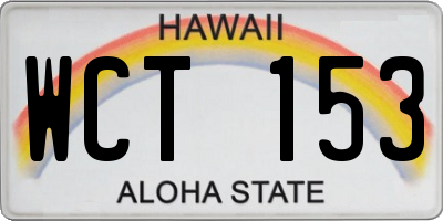 HI license plate WCT153