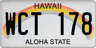 HI license plate WCT178