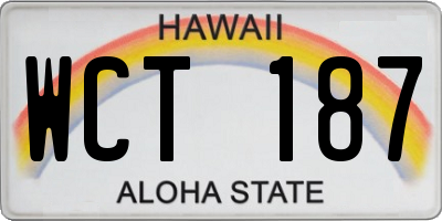 HI license plate WCT187