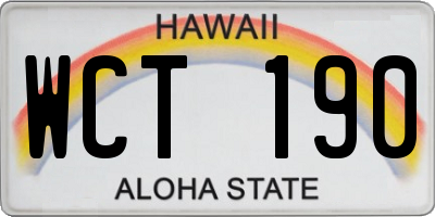 HI license plate WCT190