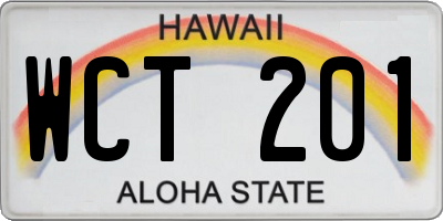 HI license plate WCT201
