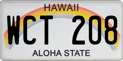 HI license plate WCT208