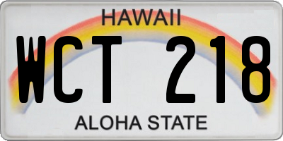 HI license plate WCT218