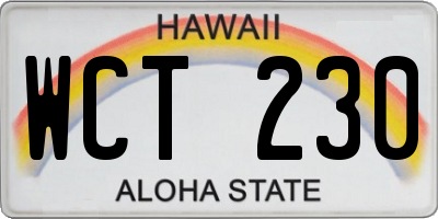 HI license plate WCT230