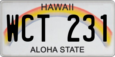 HI license plate WCT231