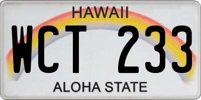 HI license plate WCT233