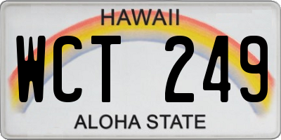 HI license plate WCT249