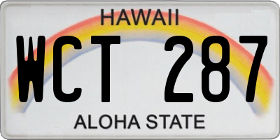 HI license plate WCT287