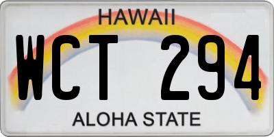 HI license plate WCT294