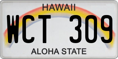 HI license plate WCT309