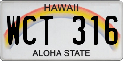 HI license plate WCT316