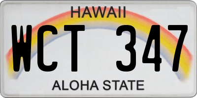 HI license plate WCT347