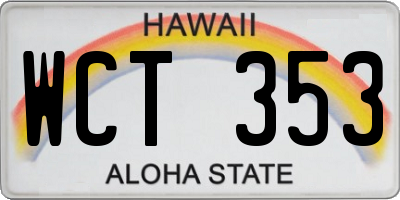 HI license plate WCT353