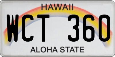 HI license plate WCT360