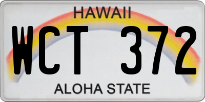 HI license plate WCT372
