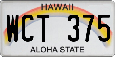 HI license plate WCT375