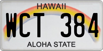 HI license plate WCT384